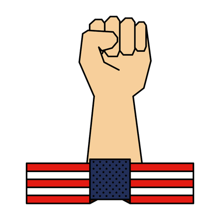 hand human fist and usa flag vector illustration designのイラスト素材