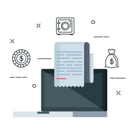 laptop computer and tax financial icons vector illustration designのイラスト素材