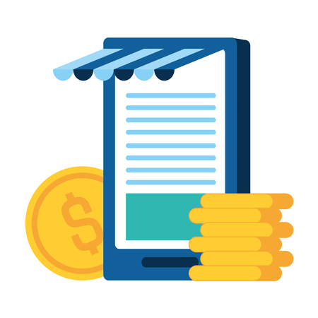 smarphone with coins money vector illustration designのイラスト素材