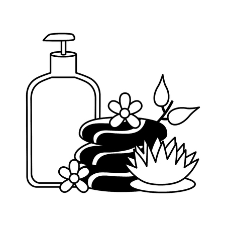 hot stones lotion flowers spa treatment therapy vector illustrationのイラスト素材