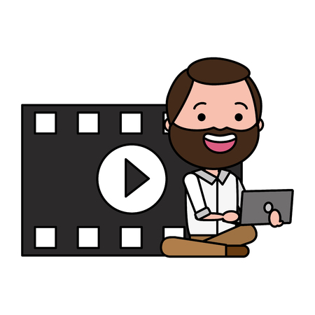 man with movie objects avatar character vector illustration desingのイラスト素材