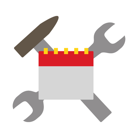 calendar and wrench hammer tools labour day vector illustrationのイラスト素材