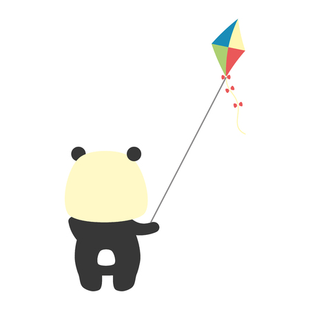 cute panda with kite toy vector illustrationのイラスト素材