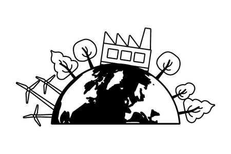 planet factory ecology energy earth day vector illustrationのイラスト素材