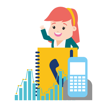 businesswoman mobile contact book online payment vector illustrationのイラスト素材