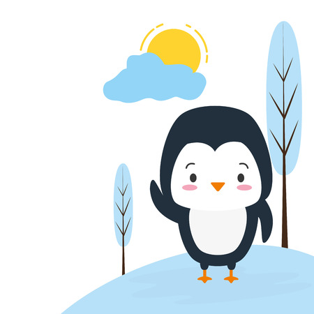 cute penguin animal cartoon vector illustration design imageのイラスト素材