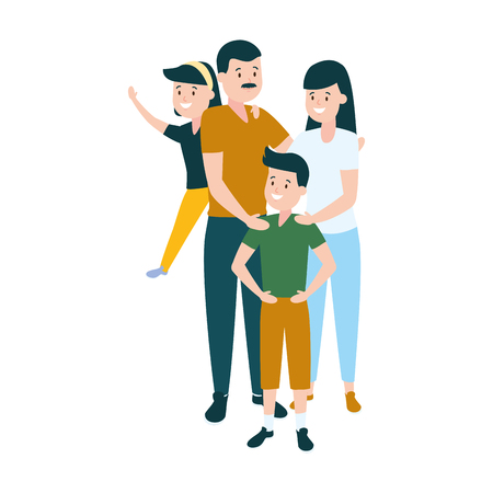 parent with son and daughter vector illustrationのイラスト素材