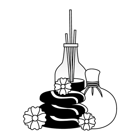 aromatherapy sticks hot compress stones flowers spa treatment vector illustrationのイラスト素材