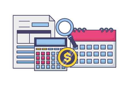 calculator calendar form analysis money tax time payment vector illustrationのイラスト素材