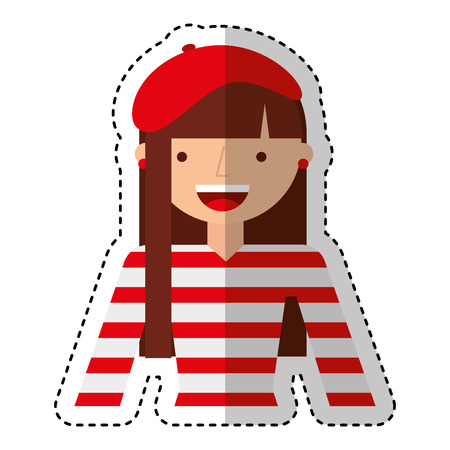french woman avatar character vector illustration designのイラスト素材