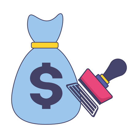 money bag paid stamp tax time payment vector illustrationのイラスト素材
