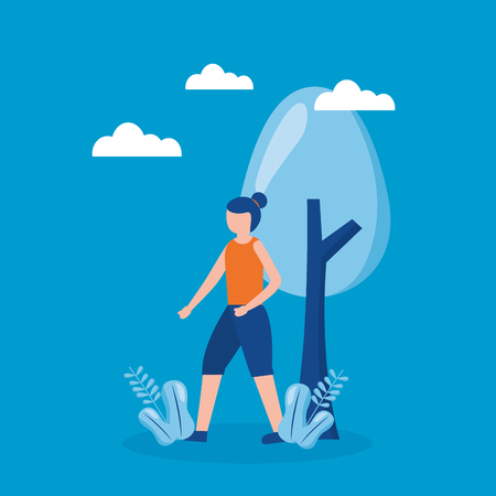 women training exercise in the park world health day vector illustrationのイラスト素材