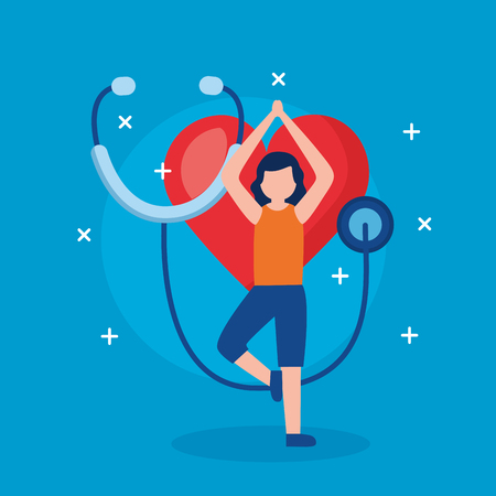 woman training yoga world health day vector illustrationのイラスト素材