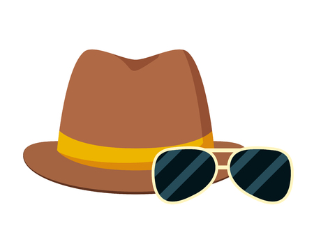 hipster hat and sunglasses vector illustration designのイラスト素材
