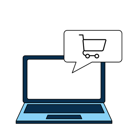 online shopping laptop computer cart vector illustrationのイラスト素材