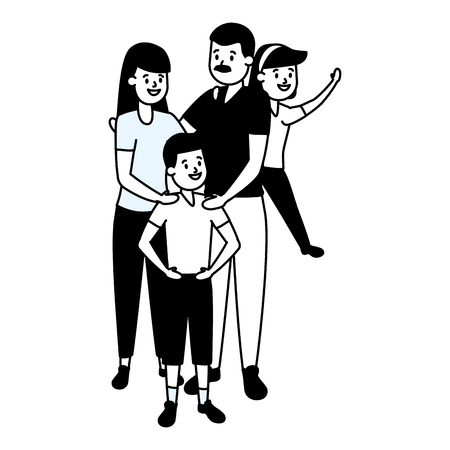 parent with son and daughter vector illustrationのイラスト素材