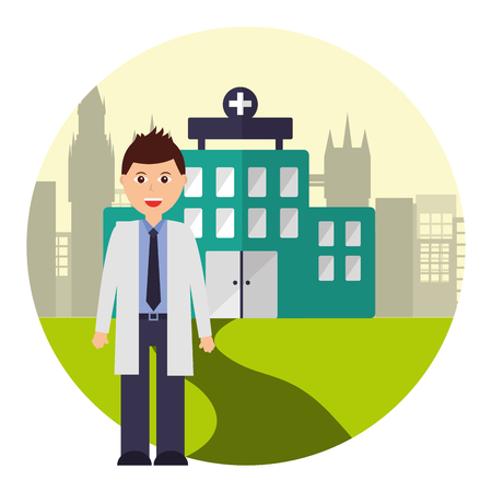 doctor professional staff hospital city vector illustrationのイラスト素材