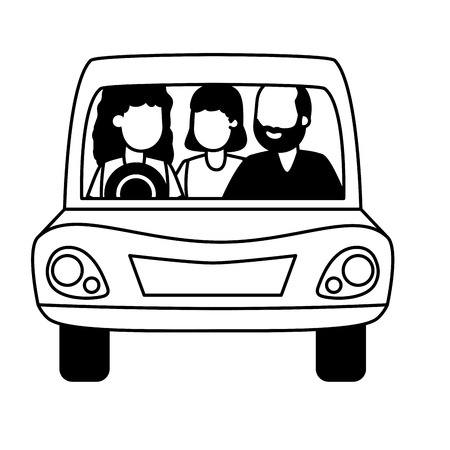 family mom and grandparents in the car vector illustration designのイラスト素材