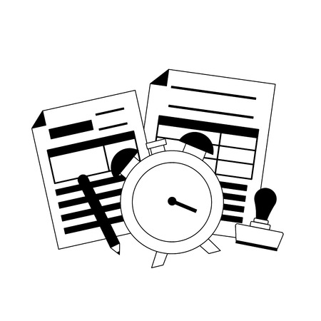 clock forms pencil report paid stamp tax payment vector illustrationのイラスト素材
