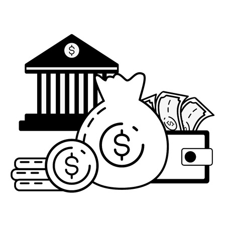 money bag wallet bank online banking vector illustrationのイラスト素材