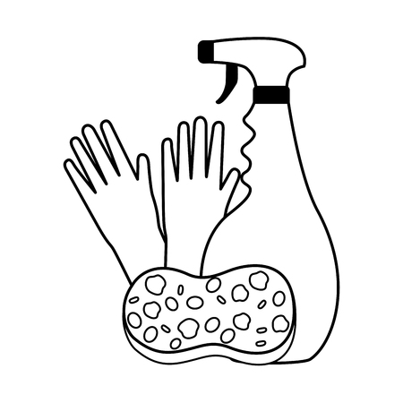 gloves sponge and plunger spring cleaning tools vector illustrationのイラスト素材