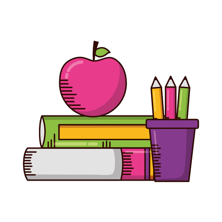 books apple pencils school supplies vector illustration designのイラスト素材