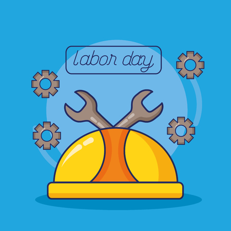 hardhat wrench and gears labour day vector illustrationのイラスト素材