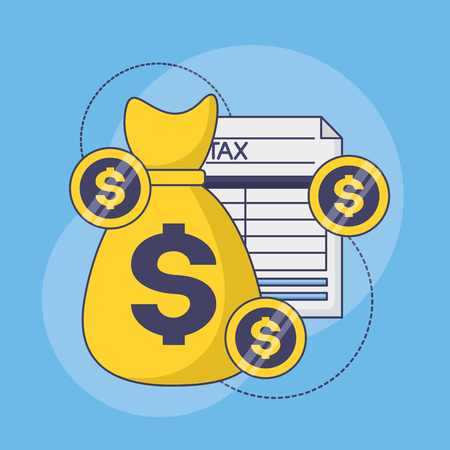 tax payment document money bag coins vector illustrationのイラスト素材
