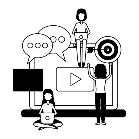 people laptop target email chat social media vector illustrationのイラスト素材