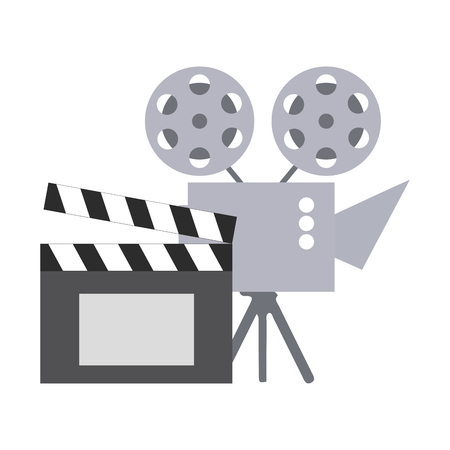 cinema projector and clapperboard isolated icon vector illustration designのイラスト素材