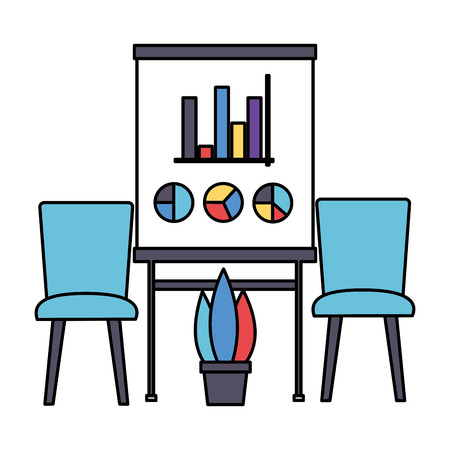 chairs board report and plant office workplace vector illustrationのイラスト素材