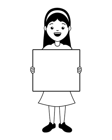 young woman with blank board vector illustrationのイラスト素材