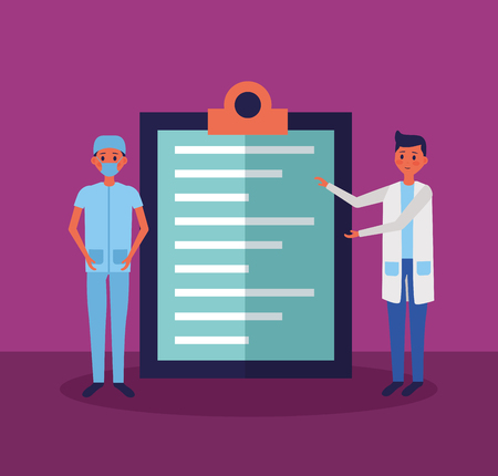 medical people staff with clipboard report vector illustrationのイラスト素材