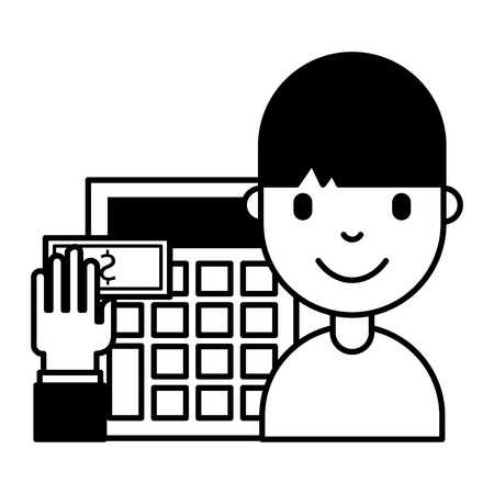 man calculator banknote business investment vector illustrationのイラスト素材