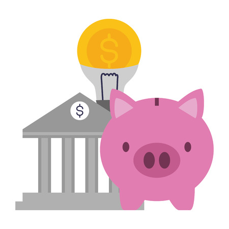 piggy bank bulb money online banking vector illustrationのイラスト素材