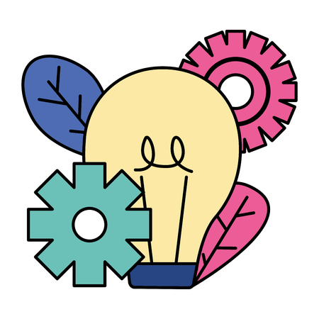 light bulb gears work strategy vector illustrationのイラスト素材