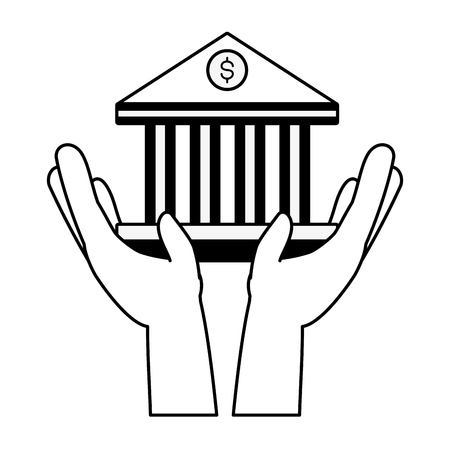 hands holding bank saving online banking vector illustrationのイラスト素材