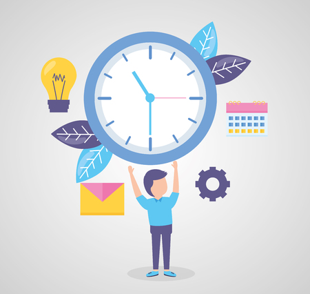 businessman holding clock time work vector illustrationのイラスト素材