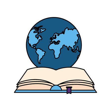 open book with planet earth icon vector illustration designのイラスト素材