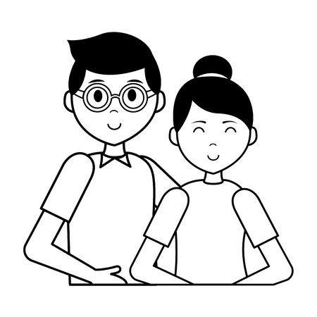 happy boy and girl vector illustration designのイラスト素材