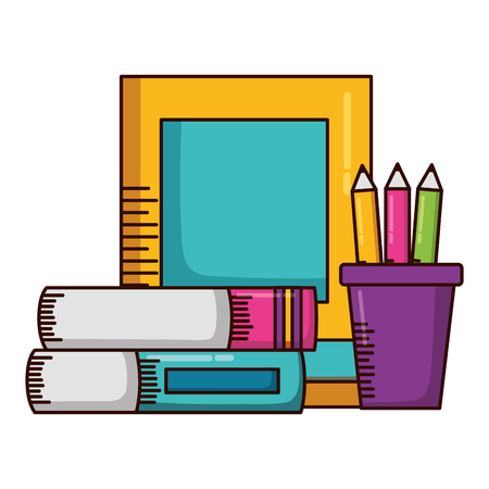 books color pencils school supplies vector illustration designのイラスト素材