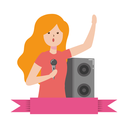 woman singing music with microphone - my hobby vector illustrationのイラスト素材
