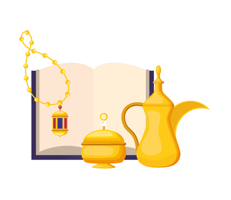 holy quran lantern pot radaman kareem celebration vector illustration designのイラスト素材