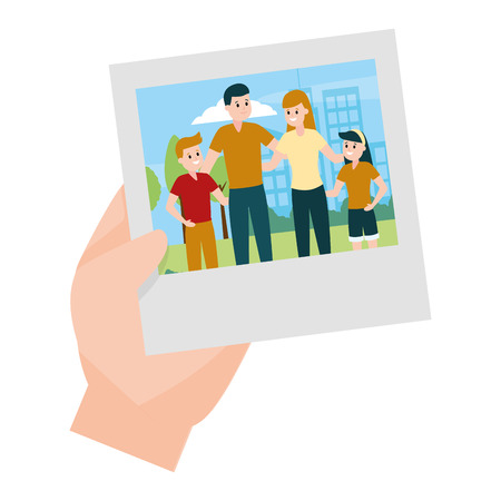 hand with photo happy family vector illustration designのイラスト素材