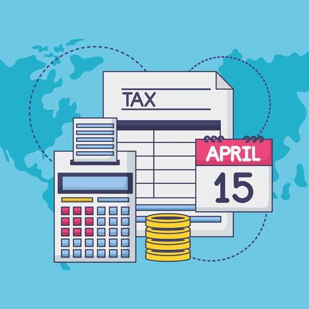 calendar calculator money form tax payment vector illustrationのイラスト素材