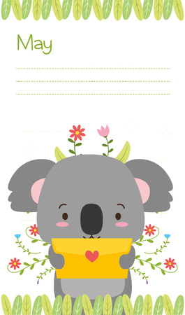 cute koala animal calendar cartoon vector illustrationのイラスト素材