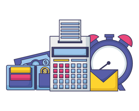 clock calculator wallet money tax time payment vector illustrationのイラスト素材