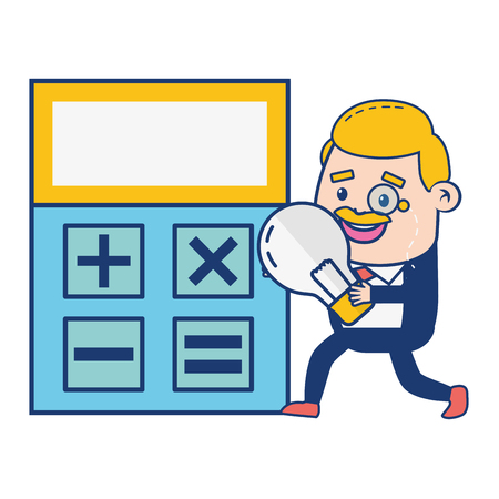 businessman calculator bulb idea online payment vector illustrationのイラスト素材