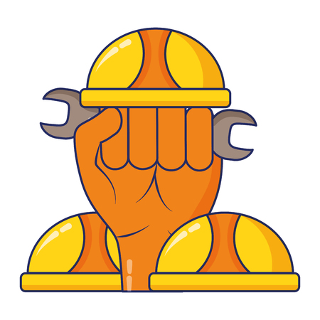 raised hand helmet tools construction vector illustrationのイラスト素材