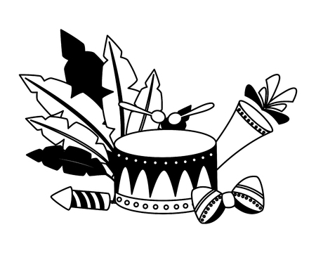 drum fireworks feathers carnival vector illustration designのイラスト素材